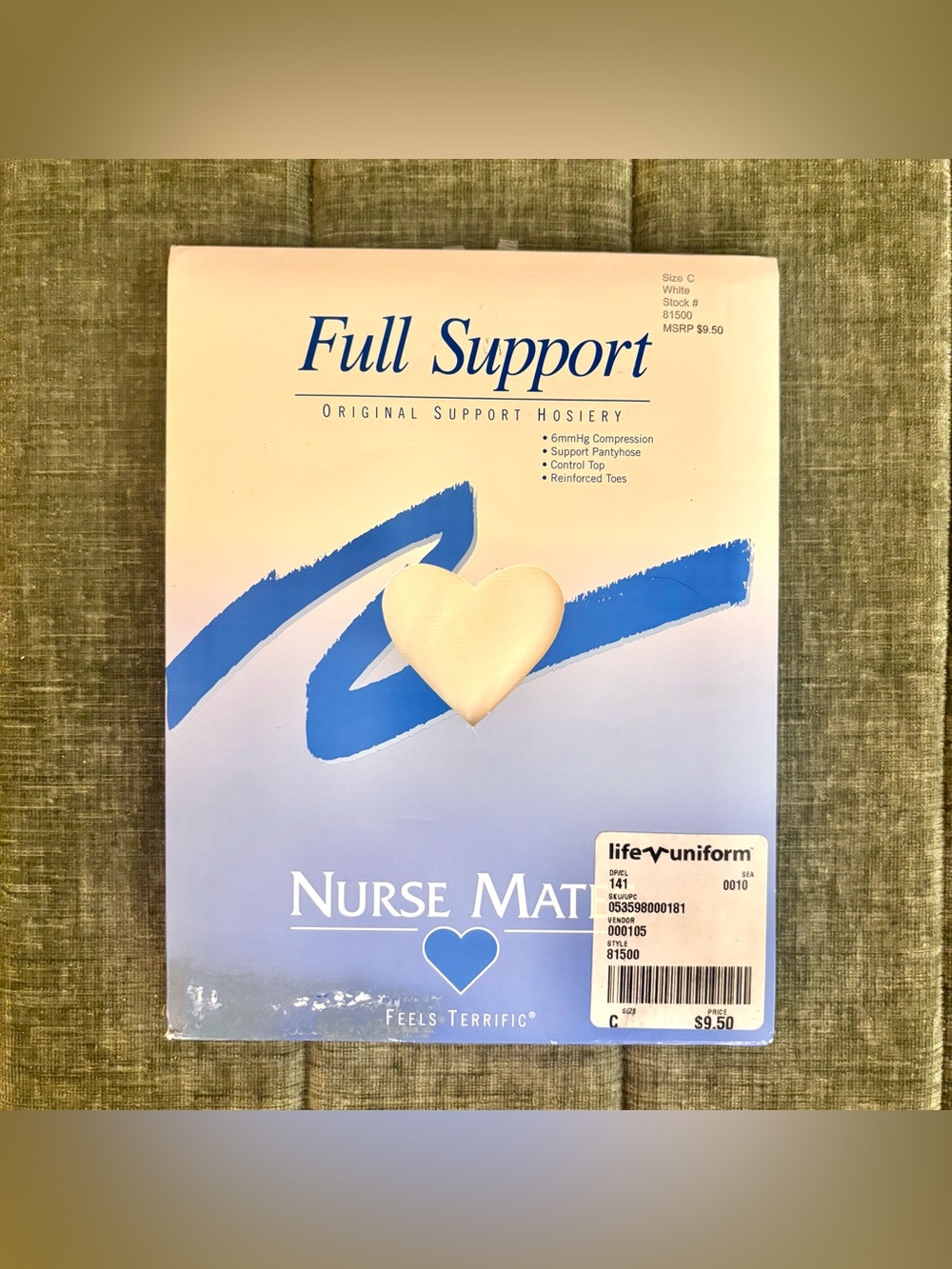 NWT Nurse Mates White Compression Support Pantyhose, Control Top, Size C